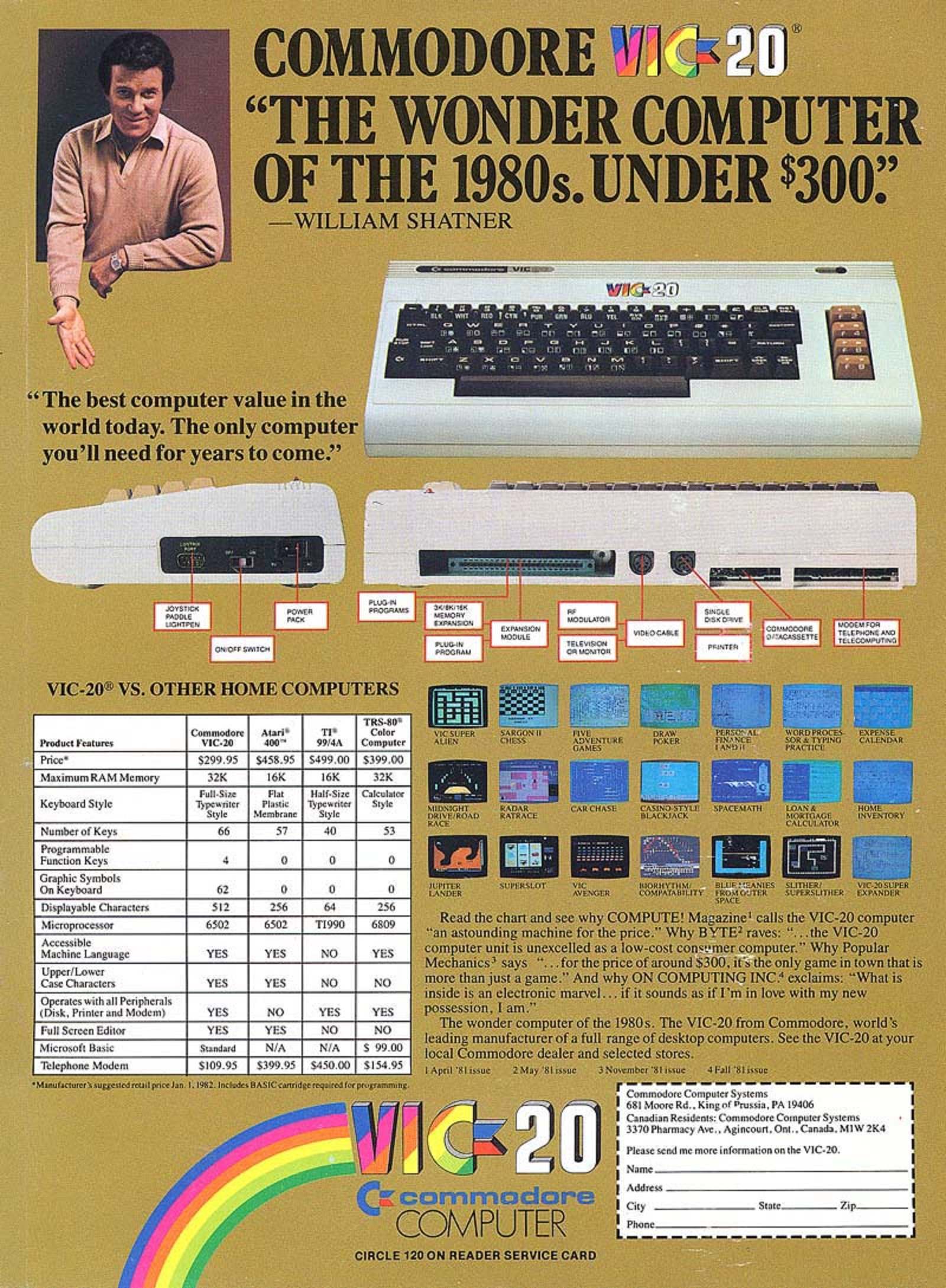 Bill Shatner using his Captain Kirk charm to sell the VIC-20.