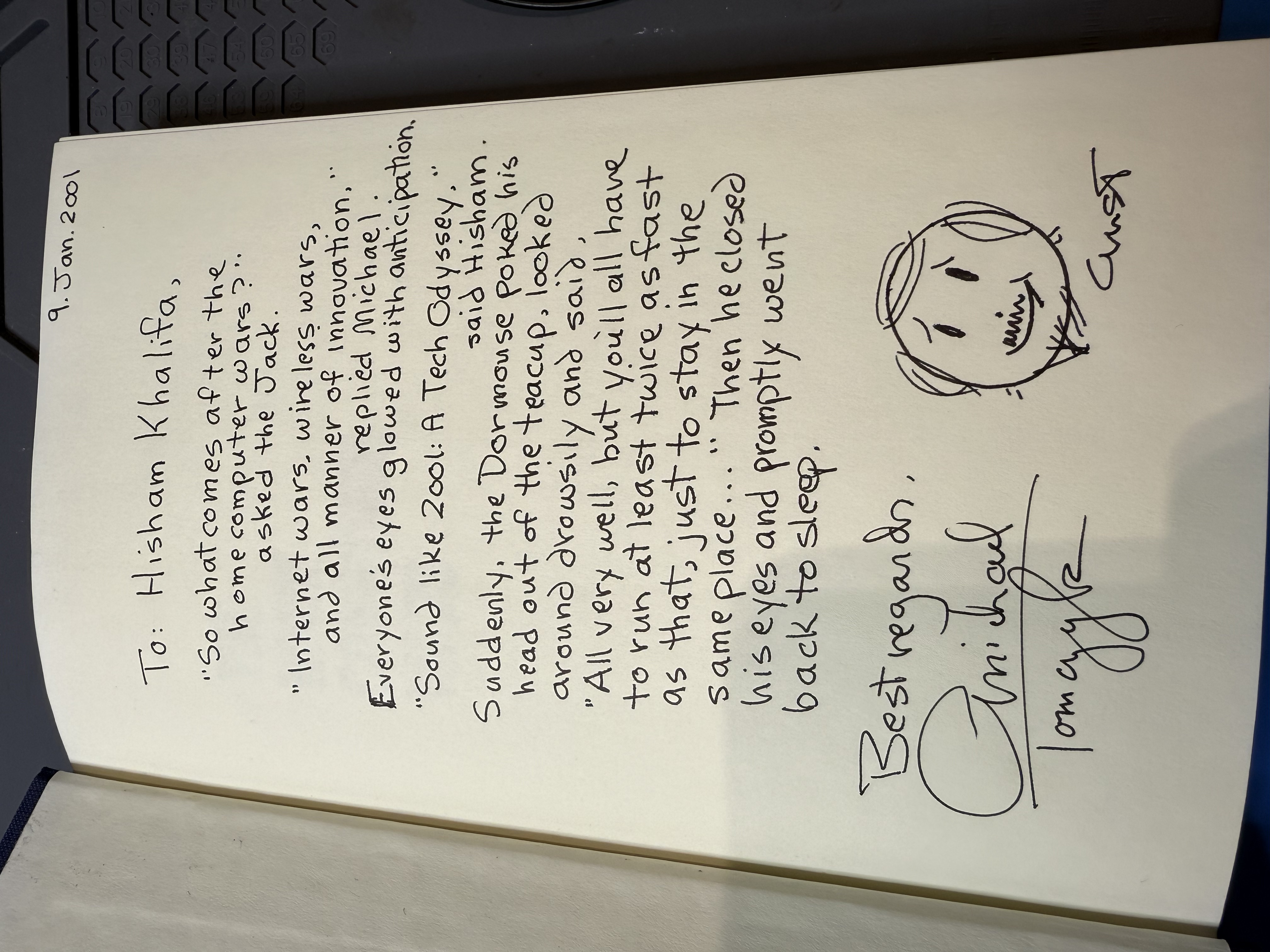 An awesome note from Michael Tomczyck.